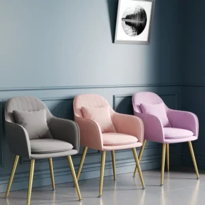 Nordic Fashion Light Luxury Suede Metal Dining Chair Modern Makeup Stool Elegant Seating Stylish Home Decor - Image 5