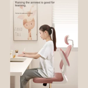New Pink Breathable Comfortable Mesh Office Chair Latex Cushion Spine Protection Design Student Multifunctional Computer Chair - Image 3