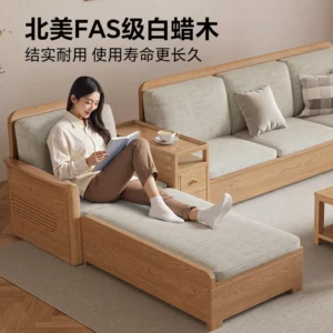 Nordic ash wood solid wood sofa combination fabric sofa modern simple large and small apartment living room - Image 4