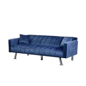 Glam Fabric Sofa Bed Modern Design Two Seat Sofas Comfortable Living Room Furniture 185 x W 81 x H 77 cm Navy - Image 6