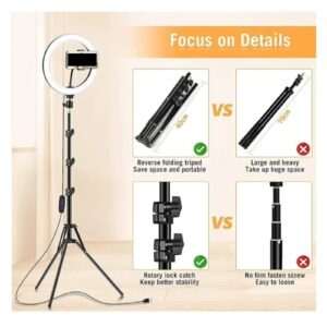 traditious Ring Light 10-Inch with 50-Inch Extendable Tripod Stand – LED Circle Light with Phone Holder for Live Streaming, Makeup, YouTube Videos, TikTok – Universal Compatibility with All Phones - Image 3