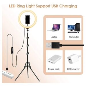 traditious Ring Light 10-Inch with 50-Inch Extendable Tripod Stand – LED Circle Light with Phone Holder for Live Streaming, Makeup, YouTube Videos, TikTok – Universal Compatibility with All Phones - Image 4