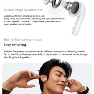 Xiaomi Redmi Buds 6 Active AI Wireless Earphones, Noise-Canceling Calls, Bluetooth 5.4, Low Latency, Deep Bass, Google Fast Pair, Fast Charging, USB Type-C, Up to 30 hours Battery Life with Charging Case, Lightweight, White - Image 3