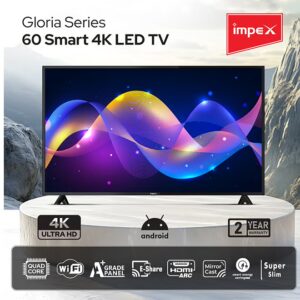 Impex 60-Inch 4K UHD Smart LED TV - Latest Android Version, Quad Core, A+ Panel, Wi-Fi, 3 HDMI, 2 USB, RJ45, DVB-T2, 3840x2160 Resolution, 176° View, Slim Design, 2 Year Warranty - GLORIA 60 UHD SMART Black - Image 7