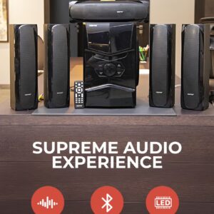 KNYA 5.1 Channel Multimedia Speaker System With Remote Control- FM Radio, Bluetooth, USB Input, SD Card Reader, Karaoke Function| LED Display, 50000W PMPO Speaker Unit| 2 Years Warranty GMS8578 Black GMS8578 Black - Image 2
