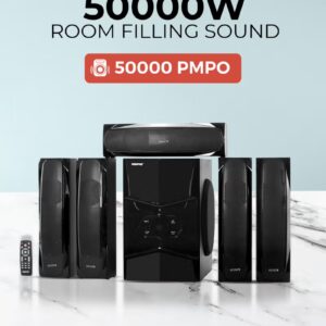 KNYA 5.1 Channel Multimedia Speaker System With Remote Control- FM Radio, Bluetooth, USB Input, SD Card Reader, Karaoke Function| LED Display, 50000W PMPO Speaker Unit| 2 Years Warranty GMS8578 Black GMS8578 Black - Image 3