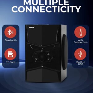 KNYA 5.1 Channel Multimedia Speaker System With Remote Control- FM Radio, Bluetooth, USB Input, SD Card Reader, Karaoke Function| LED Display, 50000W PMPO Speaker Unit| 2 Years Warranty GMS8578 Black GMS8578 Black - Image 4