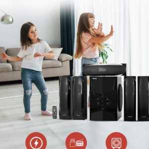 KNYA 5.1 Channel Multimedia Speaker System With Remote Control- FM Radio, Bluetooth, USB Input, SD Card Reader, Karaoke Function| LED Display, 50000W PMPO Speaker Unit| 2 Years Warranty GMS8578 Black GMS8578 Black - Image 6