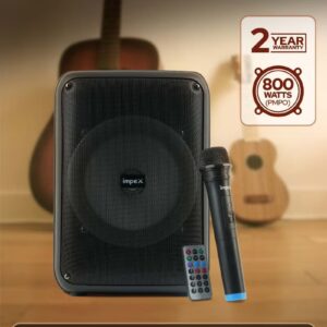 Impex 8 Inch Portable Trolley Bluetooth Speaker - 800W PMPO, BT/FM/USB/TF/AUX, TWS Function, Wireless Mic, LED Display & Light, Inbuilt 1800mAh Rechargeable Battery With Type-C Charging Black - Image 7