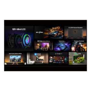 Skyworth 65 INCH 4K MiniLED Smart Google TV – 144Hz VRR, Dolby Vision & Atmos, HDR10+, HDMI 2.1, Bluetooth 5.1, AI Voice Control, 3GB RAM + 32GB Storage – Premium Gaming & Cinema Edition – Model: 65X8700G (2025) 65X8700G black - Image 4