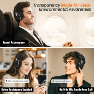 Hybrid Active Noise Cancelling Headphones, ANC Wireless Headphones Bluetooth 6.0 with Transparent Mode, Hi-Res Audio, Deep Bass - Image 8