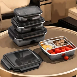 2/3 Grids 304 Stainless Steel Bento Box With Lid Leak-proof Divided Lunch Box For Kids Students Large Capacity Food Container - Image 7