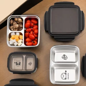 2/3 Grids 304 Stainless Steel Bento Box With Lid Leak-proof Divided Lunch Box For Kids Students Large Capacity Food Container - Image 6