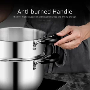 LFGB Certificated Pure 304 Stainless Steel Saucepot 5 Layers Thicken Bottom Budae Jjigae Family Kitchen Instant Noodle Stewpot - Image 3