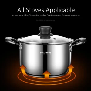 LFGB Certificated Pure 304 Stainless Steel Saucepot 5 Layers Thicken Bottom Budae Jjigae Family Kitchen Instant Noodle Stewpot - Image 6