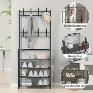 Clothes Hanger Multi-Layer Shoe Rack Doorway DIY Hat And Shoes Shelf Simple Floor-Standing Living Room Organizer Storage Racks - Image 3
