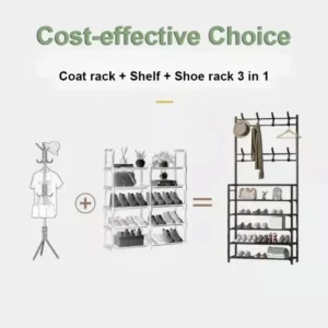 Clothes Hanger Multi-Layer Shoe Rack Doorway DIY Hat And Shoes Shelf Simple Floor-Standing Living Room Organizer Storage Racks - Image 4