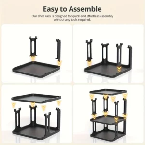 ‌Black 4-Tier Compact Expandable Shoe Rack - Easy Assembly for Small Spaces - Image 4