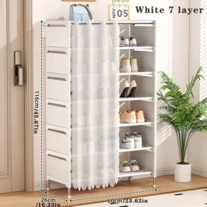Shoe rack Multi-layer household simple shoe rack door against the wall dust storage shoe cabinet widened shoe rack - Image 8