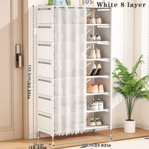 Shoe rack Multi-layer household simple shoe rack door against the wall dust storage shoe cabinet widened shoe rack - Image 7