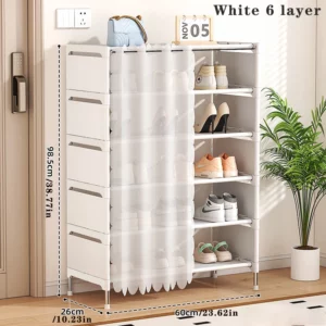 Shoe rack Multi-layer household simple shoe rack door against the wall dust storage shoe cabinet widened shoe rack - Image 6