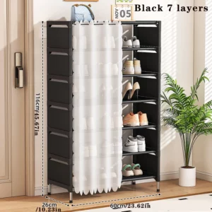 Shoe rack Multi-layer household simple shoe rack door against the wall dust storage shoe cabinet widened shoe rack - Image 5