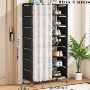 Shoe rack Multi-layer household simple shoe rack door against the wall dust storage shoe cabinet widened shoe rack - Image 4