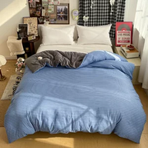 3pcs Striped Pattern Duvet Cover Bedding Set Double Queen Size Microfiber Soft Quilt Cover with Pillowcases Girls Room Decor - Image 5