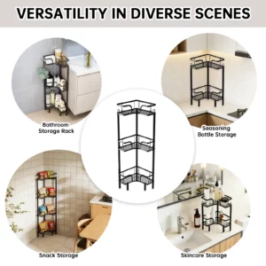 1Pc Bathroom Triangle Shelf Corner Multi-Layer Storage Rack for Bathrooms, Shower Rooms, Organizing Toiletries, Freestanding Storage Rack Large Spacing Floor Shower Shelf Rack Storage Stands for Bathroom - Image 4