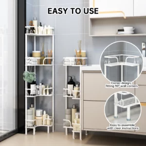 1Pc Bathroom Triangle Shelf Corner Multi-Layer Storage Rack for Bathrooms, Shower Rooms, Organizing Toiletries, Freestanding Storage Rack Large Spacing Floor Shower Shelf Rack Storage Stands for Bathroom - Image 6