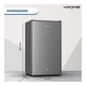 Krome 120L Single Reversible Door Refrigerator Energy Class E F Ideal For Small Spaces Mini Fridge Suitable Kitchen Bedroom Office And Bar KR-RDC120H Inox - Image 3