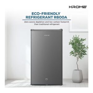 Krome 120L Single Reversible Door Refrigerator Energy Class E F Ideal For Small Spaces Mini Fridge Suitable Kitchen Bedroom Office And Bar KR-RDC120H Inox - Image 4