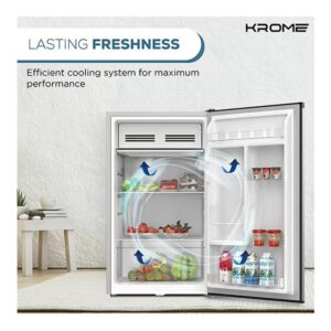 Krome 120L Single Reversible Door Refrigerator Energy Class E F Ideal For Small Spaces Mini Fridge Suitable Kitchen Bedroom Office And Bar KR-RDC120H Inox - Image 5
