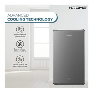 Krome 120L Single Reversible Door Refrigerator Energy Class E F Ideal For Small Spaces Mini Fridge Suitable Kitchen Bedroom Office And Bar KR-RDC120H Inox - Image 6