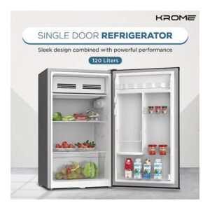 Krome 120L Single Reversible Door Refrigerator Energy Class E F Ideal For Small Spaces Mini Fridge Suitable Kitchen Bedroom Office And Bar KR-RDC120H Inox - Image 7