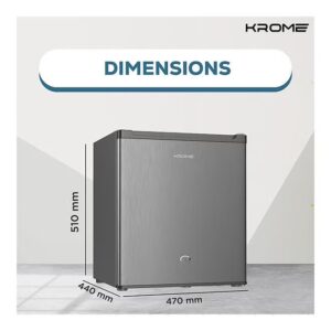 Krome 60L Single Reversible Door Refrigerator Energy Class A+ Ideal For Small Spaces Mini Fridge Suitable Kitchen Bedroom Office And Minibar KR-RDC 60H Inox - Image 3