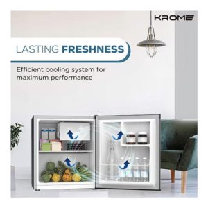 Krome 60L Single Reversible Door Refrigerator Energy Class A+ Ideal For Small Spaces Mini Fridge Suitable Kitchen Bedroom Office And Minibar KR-RDC 60H Inox - Image 5