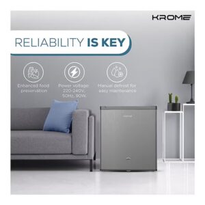 Krome 60L Single Reversible Door Refrigerator Energy Class A+ Ideal For Small Spaces Mini Fridge Suitable Kitchen Bedroom Office And Minibar KR-RDC 60H Inox - Image 6