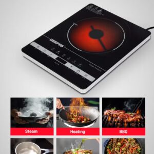 GEEPAS Digital Infrared Cooker- GIC33013/ Single Cooking Hob with Ceramic Heating Element, 2200W Power, 4-Digit LED Display & Touch Control/ 10 Adjustable Power & Temperature Levels, 3hr Timer, Multi-Function Cooking (Hot Pot, Soup, Fry, BBQ, etc.), Energy Saving 2200 W GIC33013 Black - Image 5