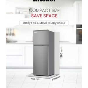 Nobel 185 L Gross / 132 L Net, Double Door Refrigerator, Defrost, R600a Refrigerant, Temperature Control, Inside Light, Inside Condenser, Vegetable Crisper, Bottle Racks, Removable Gasket, Adjustable Foot NR185RSI Inox Colour - Image 2