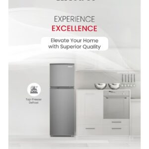 Nobel 185 L Gross / 132 L Net, Double Door Refrigerator, Defrost, R600a Refrigerant, Temperature Control, Inside Light, Inside Condenser, Vegetable Crisper, Bottle Racks, Removable Gasket, Adjustable Foot NR185RSI Inox Colour - Image 3