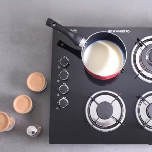 Olsenmark 4 in 1 Built In Gas Hob OMCH1823, 8 mm Black Tempered Glass Top, 4 Brass Burners, Low Consumption and Improved Flow, Battery and Electronic Auto Ignition OMCH1823 Black - Image 5