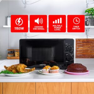 Olsenmark Electric Microwave Oven, 5 Multiple Power Levels with Easy Controls and Cooking End Signal, Perfect for Reheating, Defrosting, Cooking 20 L 1150 W OMMO2343W Black - Image 7