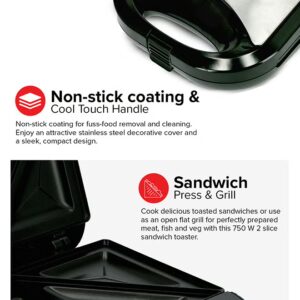 Olsenmark 2 Slice Sandwich Maker Toaster OMGM2321, 750W Equipped With Non-Stick Coating And Overheat Protection, Perfect For Making Sandwiches, Bread Toast 750 W OMGM2321 Black - Image 4