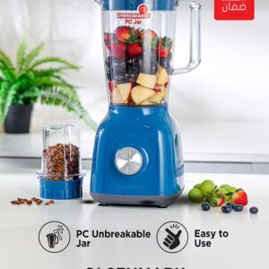 Olsenmark 2-In-1 Juicer Blender Chopper Set 1.8 L OMSB2238, 650W Powerful Motor With 2 Speed Setting And Pulse, Transparent And Unbreakable Plastic Jars With Stainless Steel Blade, Grinder Attachment 1.8 L 650 W OMSB2238 Blue/Clear - Image 4