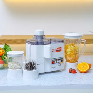 Olsenmark 4-In-1 Juicer Blender / Food Processor with Stainless Steel Blades, Overheat Protection & Safety Lock, Durable & Easy to Use and 2 Speeds with Pulse Function 1.8 L 650 W OMSB2137J White - Image 4