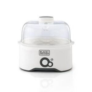 BLACK+DECKER Egg Cooker with 6-Egg Rack, 2 Poaching Pans, Dry Boil Protection, Auto Shutoff, Transparent Cover, Easy to Clean, Perfect for Boiled and Poached Eggs, 280 W EG200-B5 White - Image 4