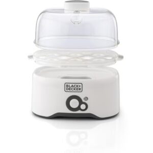 BLACK+DECKER Egg Cooker with 6-Egg Rack, 2 Poaching Pans, Dry Boil Protection, Auto Shutoff, Transparent Cover, Easy to Clean, Perfect for Boiled and Poached Eggs, 280 W EG200-B5 White - Image 6