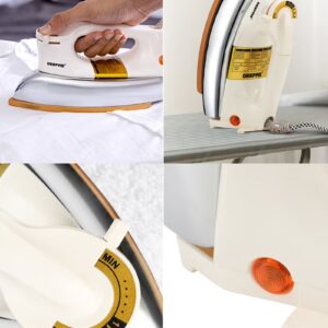 GEEPAS Heavy Weight Dry Iron with Overheat Protection | Golden Ceramic Soleplate | Cord Wrap Facility 2.15 kg 1200 W GDI23011 White/Silver/Gold 2.15 kg 1200 W GDI23011 White/Silver/Gold - Image 3