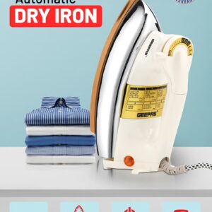 GEEPAS Heavy Weight Dry Iron with Overheat Protection | Golden Ceramic Soleplate | Cord Wrap Facility 2.15 kg 1200 W GDI23011 White/Silver/Gold 2.15 kg 1200 W GDI23011 White/Silver/Gold - Image 8